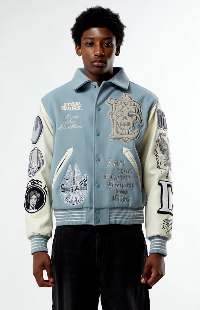 ジャケット・アウター [NULLUS]REVERSIBLEPADDEDBOMBER Civil x Star Wars Rebellion Varsity Jacket | PacSun