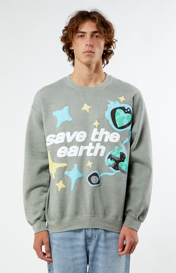 PacSun Save The Earth Puff Crew Neck Sweatshirt | PacSun