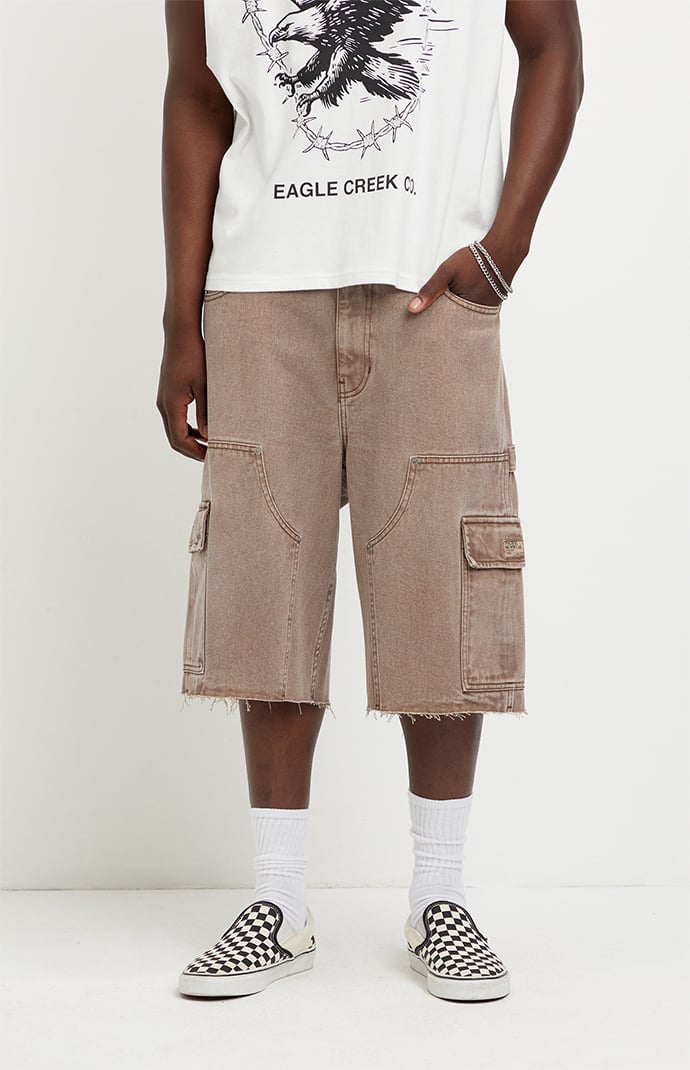 Pacsun Austin Extreme Baggy Jean Shorts Cargo Brown | Pacsun