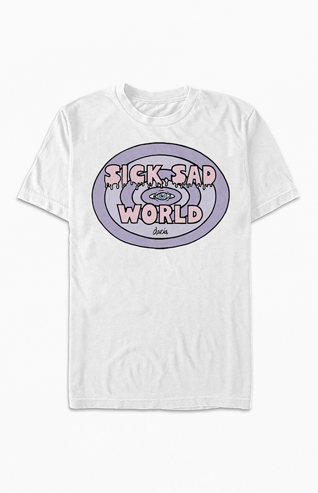 Sick sad world shirt pink deals