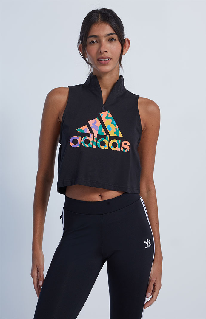 adidas Quarter Zip Mock Neck Tank Top | PacSun