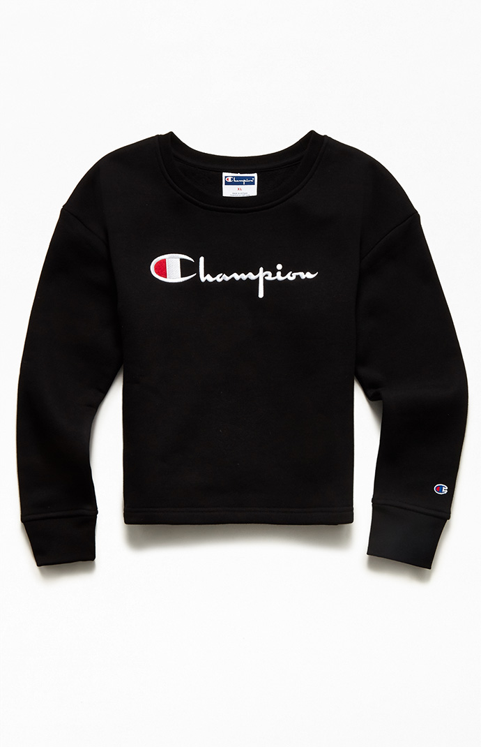 champion small script boxy crew sweatshirt