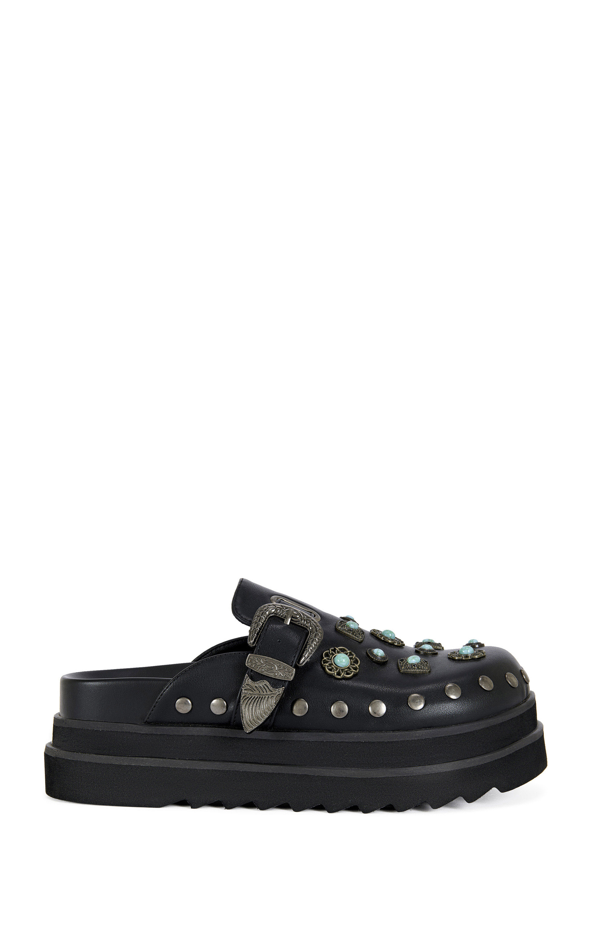AZALEA WANG Women's Mavis Faux Leather Black Western Flatform