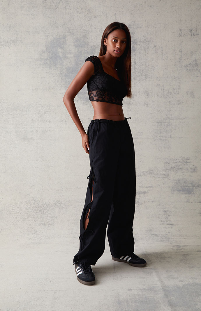 PacSun Black Tie Side Baggy Pants | PacSun
