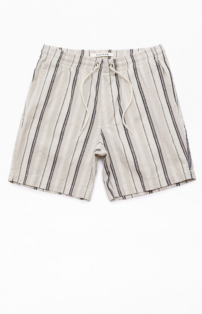 PacSun Cream Striped Cotton Volley 