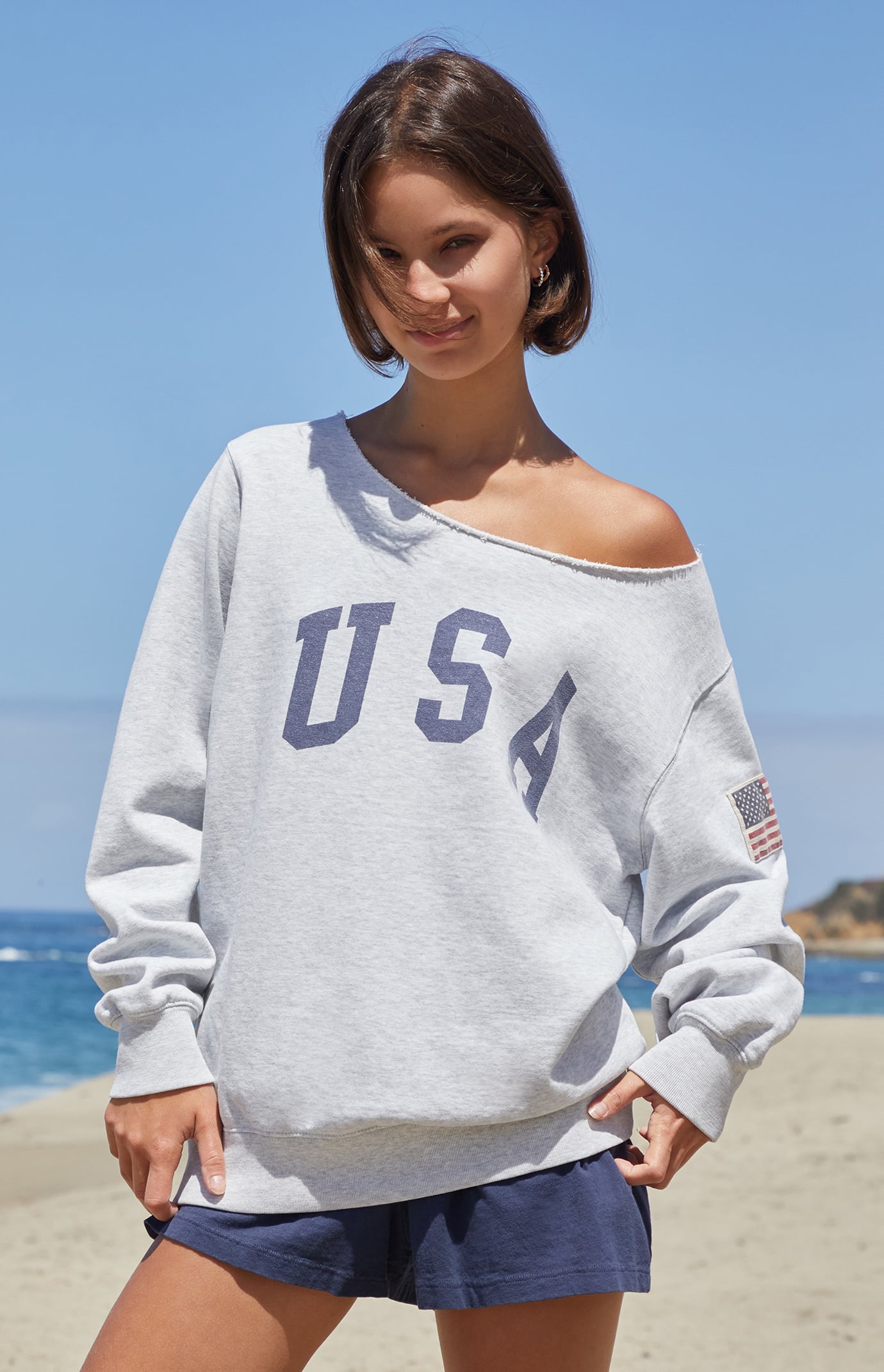 John Galt Stelle USA Off-The-Shoulder Sweatshirt | Pacsun